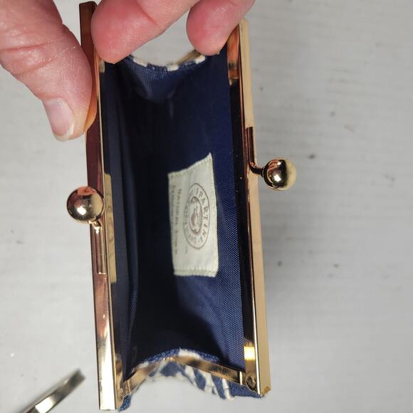 Spartina 449 Sailor's Watch Island Leather Linen Patterned Nautical Coin Purse - Picture 6 of 8